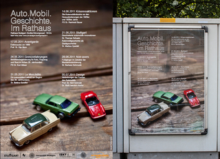 Plakat zur Vortragsreihe "Auto. Mobil. Geschichte. Im Rathaus" für die Stadt Stuttgart